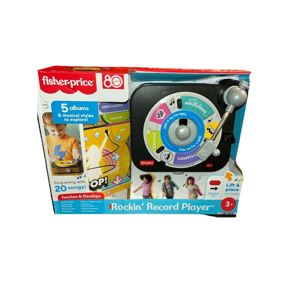 Fisher-Price Rockin' Record Player Musical Toy W/Turntable & 5 Albums | Sealed